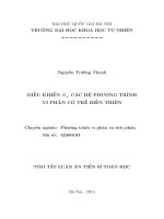 tóm tắt luận án tiến sĩ ĐIỀU KHIỂN H CÁC HỆ PHƯƠNG TRÌNH VI PHÂN CÓ TRỄ BIẾN THIÊN