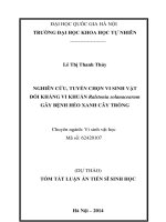 tóm tắt luận án tiến sĩ Nghiên cứu, tuyển chọn vi sinh vật đối kháng vi khuẩn Ralstonia solanacearum gây bệnh héo xanh cây trồng
