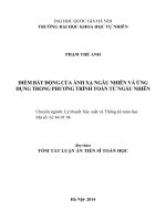 tóm tắt luận án tiến sĩ ĐIỂM BẤT ĐỘNG CỦA ÁNH XẠ NGẪU NHIÊN VÀ ỨNG DỤNG TRONG PHƯƠNG TRÌNH TOÁN TỬ NGẪU NHIÊN