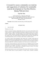 A research to assess community ecotourism and suggestions of solutions for sustainable tourism development in Van Don District, Quang Ninh province