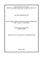 TÓM TẮT LUẬN VĂN THẠC SĨ QUẢN LÝ HOẠT ĐỘNG TÔN GIÁO Ở VIỆT NAM HIỆN NAY THỰC TRẠNG VÀ GIẢI PHÁP