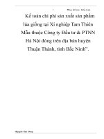 Kế toán chi phí sản xuất sản phẩm lúa giống tại Xí nghiệp Tam Thiên Mẫu thuộc Công ty Đầu tư & PTNN Hà Nội đóng trên địa bàn huyện Thuận Thành, tỉnh Bắc Ninh