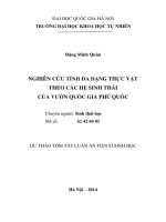 tóm tắt luận án tiến sĩ Nghiên cứu tính đa dạng thực vật theo các hệ sinh thái của Vườn Quốc gia Phú Quốc