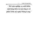 Kế toán nghiệp vụ xuất khẩu mặt hàng thêu ren tại công ty cổ phần XNK mỹ nghệ Thăng Long