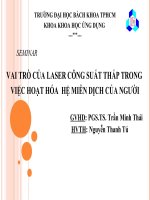 VAI TRÒ CỦA LASER CÔNG SUẤT THẤP TRONG VIỆC HOẠT HÓA HỆ MIỄN DỊCH CỦA NGƯỜI