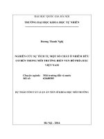 tóm tắt luận án tiến sĩ Nghiên cứu sự tích tụ một số chất ô nhiễm hữu cơ bền trong môi trường biển ven bờ phía Bắc Việt