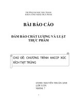 báo cáo CHỦ ĐỀ CHƯƠNG TRÌNH HACCP XÚC XÍCH TIệT TRÙNG