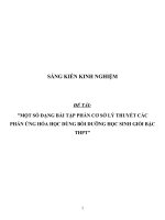 SKKN Một số dạng bài tập phần cơ sở lý thuyết các phản ứng hóa học dùng bồi dưỡng học sinh giỏi bậc THPT