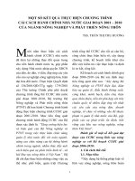 MỘT SỐ KẾT QUẢ THỰC HIỆN CHƯƠNG TRÌNH cải cách hành chính nhà nước giai đoạn 2001-2010 của ngành nông nghiệp và phát triển nông thôn