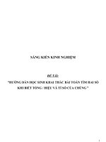 SKKN Hướng dẫn học sinh khai thác bài toán tìm hai số khi biết tổng, hiệu và tỉ số của chúng_Toán 4