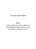 SKKN Nâng cao hiệu quả giờ dạy thông qua đổi mới kiểm tra miệng trong các tiết dạy chương 1 Sinh học 12 cơ bản