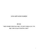 SKKN Một số biện pháp dạy học văn bản nghị luận, văn học trung đại ở trường THPT