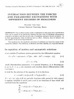 Interaction between the forced and parametric excitation with different degrees of smallness