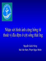 Nhận xét hình ảnh cộng hưởng từ thoát vị đĩa đệm ở cột sống thắt lưng