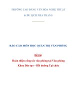 HOÀN THIỆN CÔNG TÁC VĂN PHÒNG TẠI VĂN PHÒNG KHOA ĐÀO TẠO – BỒI DƯỠNG TẠI CHỨC