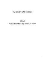 SKKN về công tác chủ nhiệm lớp bậc THPT