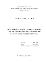 Luận văn so sánh khả năng sinh trưởng, năng suất và phẩm chất 12 giống mè vụ xuân hè 2013 tại huyện cao lãnh,