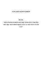 SKKN Một số kinh nghiệm giúp học sinh lớp 3 trường tiểu học Trần Bình Trọng giải các bài Toán có lời Văn