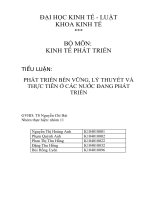 PHÁT TRIỂN BỀN VỮNG, LÝ THUYẾT VÀ THỰC TIỄN Ở CÁC NUỚC ĐANG PHÁT TRIỂN