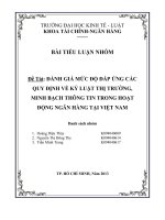 ĐÁNH GIÁ MỨC ĐỘ ĐÁP ỨNG CÁC QUY ĐỊNH VỀ KỶ LUẬT THỊ TRƯỜNG, MINH BẠCH THÔNG TIN TRONG HOẠT ĐỘNG NGÂN HÀNG TẠI VIỆT NAM
