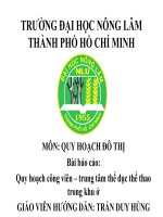 slide thuyết trình Báo Cáo Quy hoạch công viên – trung tâm thể dục thể thao trong khu ở