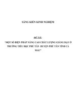 SKKN Một số biện pháp nâng cao chất lượng giảng dạy ở trường tiểu học phú tân huyện Phú Tân tỉnh Cà Mau