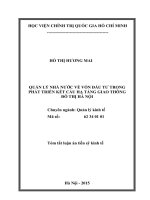 Quản lý Nhà Nước về vốn đầu tư trong phát triển kết cấu hạ tầng giao thông đô thị Hà Nội