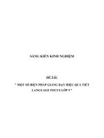 SKKN Một số biện pháp giảng dạy hiệu quả tiết Language Focus lớp 9