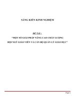 SKKN Một số giải pháp nâng cao chất lượng đội ngũ giáo viên và cán bộ quản lý giáo dục
