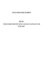 SKKN Một số biện pháp để nâng cao chất lượng duy trì sĩ số lớp