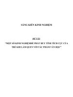 SKKN Một số kinh nghiệm để phát huy tính tích cực của trẻ khi làm quen với tác phẩm Văn học