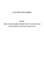 SKKN Một số kinh nghiệm chế biến món ăn cho trẻ mẫu giáo ở trường mầm non Tam Hưng B