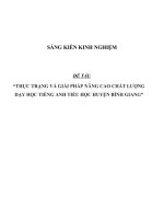 SKKN Thực trạng và giải pháp nâng cao chất lượng dạy học tiếng Anh tiểu học huyện Bình Giang