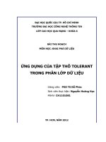 ỨNG DỤNG CỦA TẬP THÔ TOLERANT TRONG PHÂN LỚP DỮ LIỆU