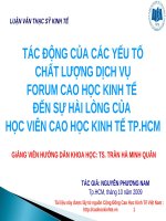 slide) Tác động của các yếu tố chất lượng dịch vụ forum cao học inh tế đến sự hài long của học viên