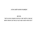 SKKN Dùng bảng phoóc để hạn chế những nhược điểm trong kĩ thuật dạy học khăn phủ bàn_Công nghệ THPT