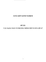 SKKN Các dạng toán về phương trình tiếp tuyến lớp 12