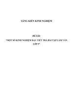 SKKN Một số kinh nghiệm dạy tiết trả bài tập làm văn lớp 5