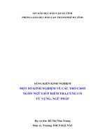 SKKN MỘT SỐ KINH NGHIỆM VỀ CÁC TRÒ CHƠI NGÔN NGỮ GIÚP KIỂM TRA,CỦNG CỐ TỪ VỰNG, NGỮ PHÁP TRONG MÔN TIẾNG ANH THCS
