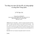 Tác động của toàn cầu hóa đối với nông nghiệp và nông thôn Trung Quốc