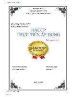 Bài tập chuyên đề Haccp thực tiễn áp dụng