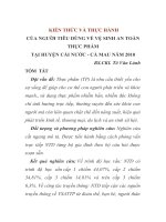KIẾN THỨC VÀ THỰC HÀNH CỦA NGƯỜI TIÊU DÙNG VỀ VỆ SINH AN TOÀN THỰC PHẨM  TẠI HUYỆN CÁI NƯỚC - CÀ MAU NĂM 2010