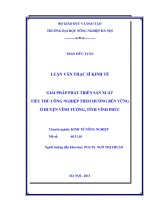 Giải pháp phát triển sản xuất tiểu thủ công nghiệp theo hướng bền vững ở Huyện Vĩnh Tường, Tỉnh Vĩnh Phúc