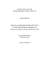 Bạo lực gia đình đối với phụ nữ ở vùng ven đô thành phố hà nội hiện nay