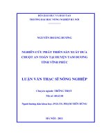 Nghiên cứu phát triển sản xuất dưa chuột an toàn tại huyện Tam Dương tỉnh Vĩnh Phúc