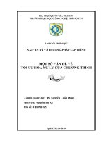 MỘT SỐ VẤN ĐỀ VỀ TỐI ƯU HÓA XỬ LÝ CỦA CHƯƠNG TRÌNH