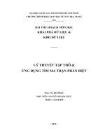 LÝ THUYẾT TẬP THÔ & ỨNG DỤNG TÌM MA TRẬN PHÂN BIỆT