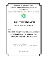 Tìm hiểu thuật toán phân mảnh dọc và quản lý giao tác transaction trong hệ cơ sở dữ liệu phân tán