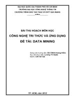 BÀI THU HOẠCH MÔN HỌC CÔNG NGHỆ TRI THỨC VÀ ỨNG DỤNG ĐỀ TÀI DATA MINING
