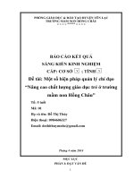 Một số biện pháp quản lý chỉ đạo Nâng cao chất lượng giáo dục ở trường mầm non Hồng Châu